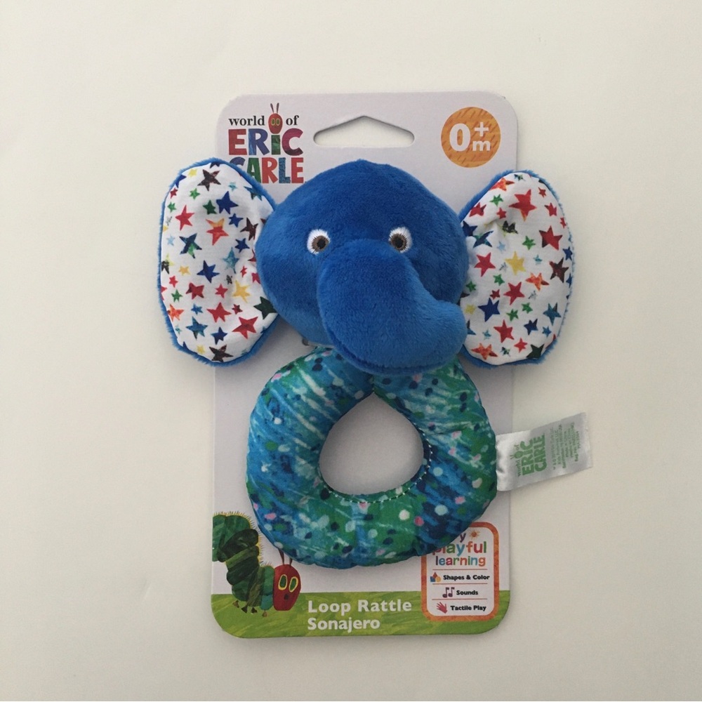 Blue Elephant Loop Rattle Soft Baby Toy NEW